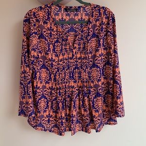 KAS flowy top, front placket pleats, washable, size L, never worn.